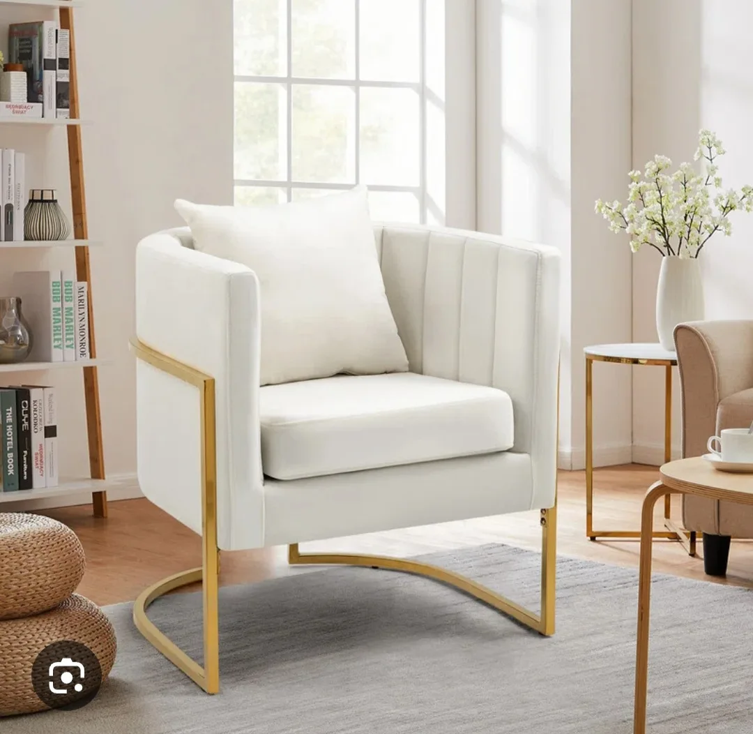 Modern Accent Chair - Ivory & Gold image indicator(3)