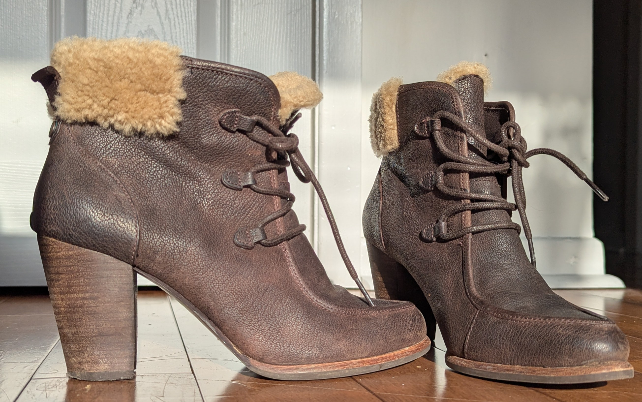 UGG Brown Leather Heeled Boots Size 8