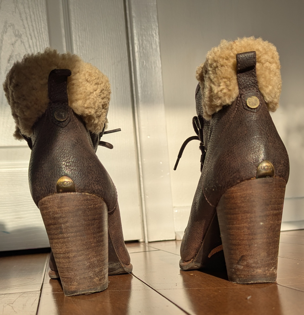 UGG Brown Leather Heeled Boots Size 8 - photo 2