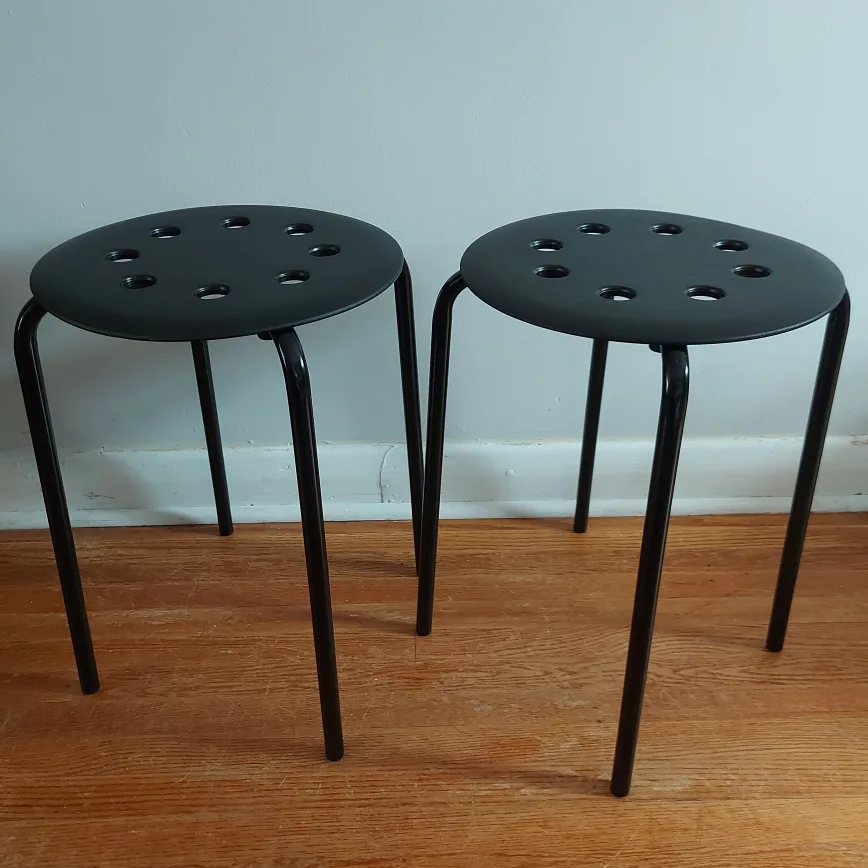 NEW - 2 IKEA Marius Stools - Black thumbnail