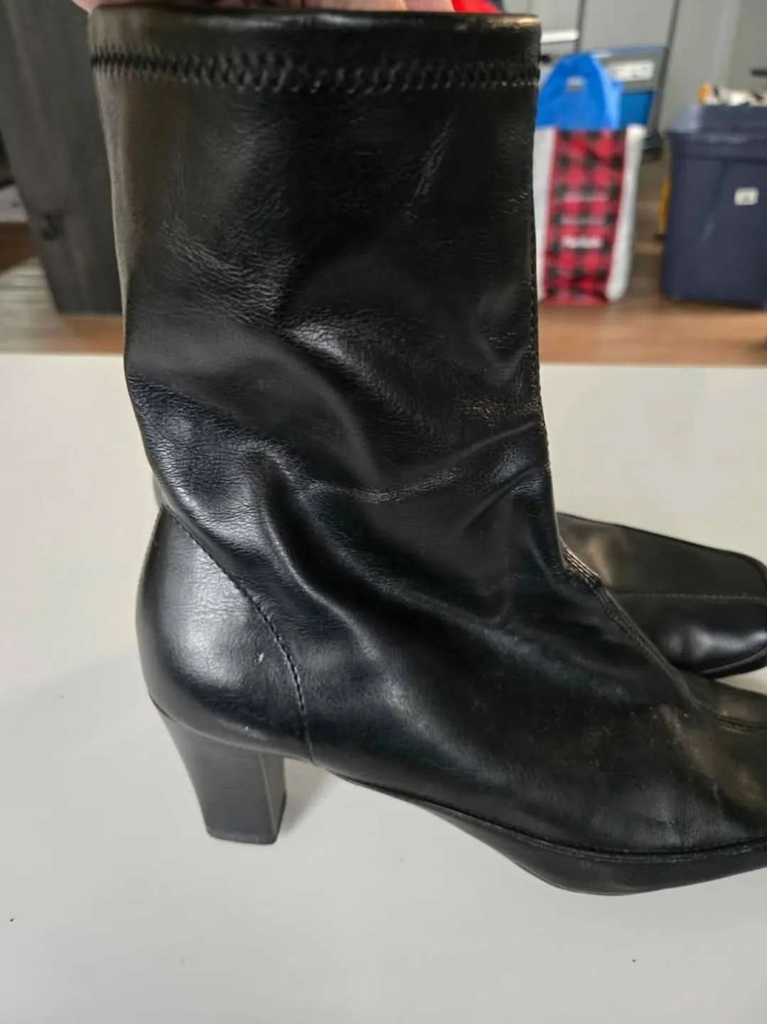 Black Leather Ankle Boots by Aerosoles - Size 8 image indicator(5)