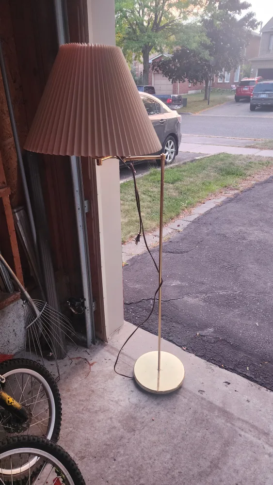 Gold Floor Lamp with Pleated Shade thumbnail