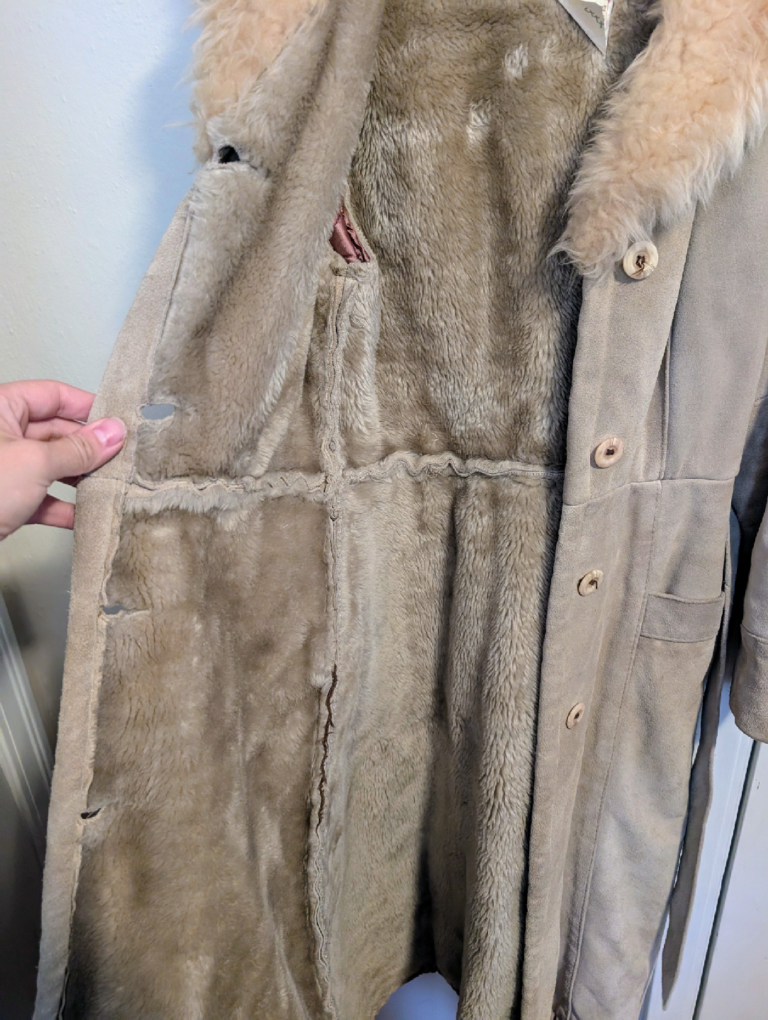 Vintage Fairweather Leather Beige Suede Coat - photo 2