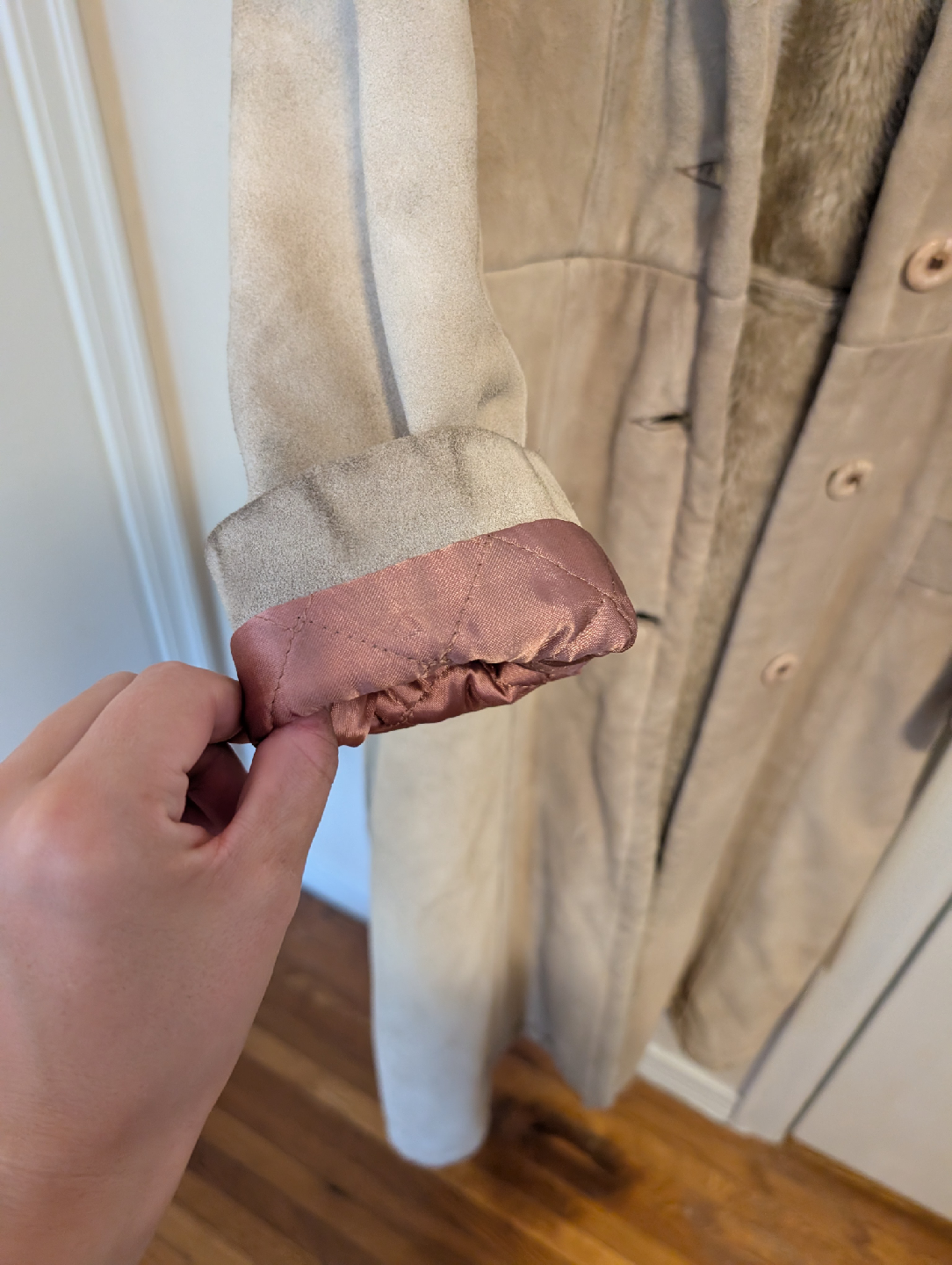 Vintage Fairweather Leather Beige Suede Coat - photo 4