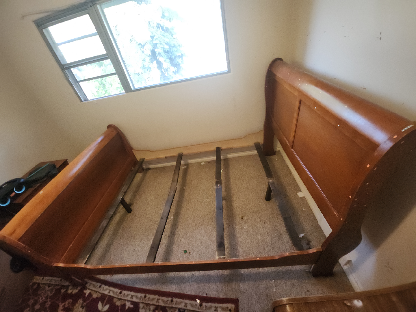 Wooden Sleigh Bed Frame - Brown - photo 3