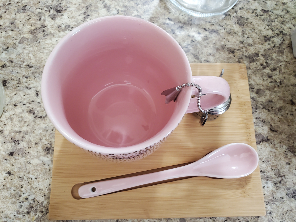 Indigo Pink Tea Mug set, with tray, infuser and spoon - photo 3