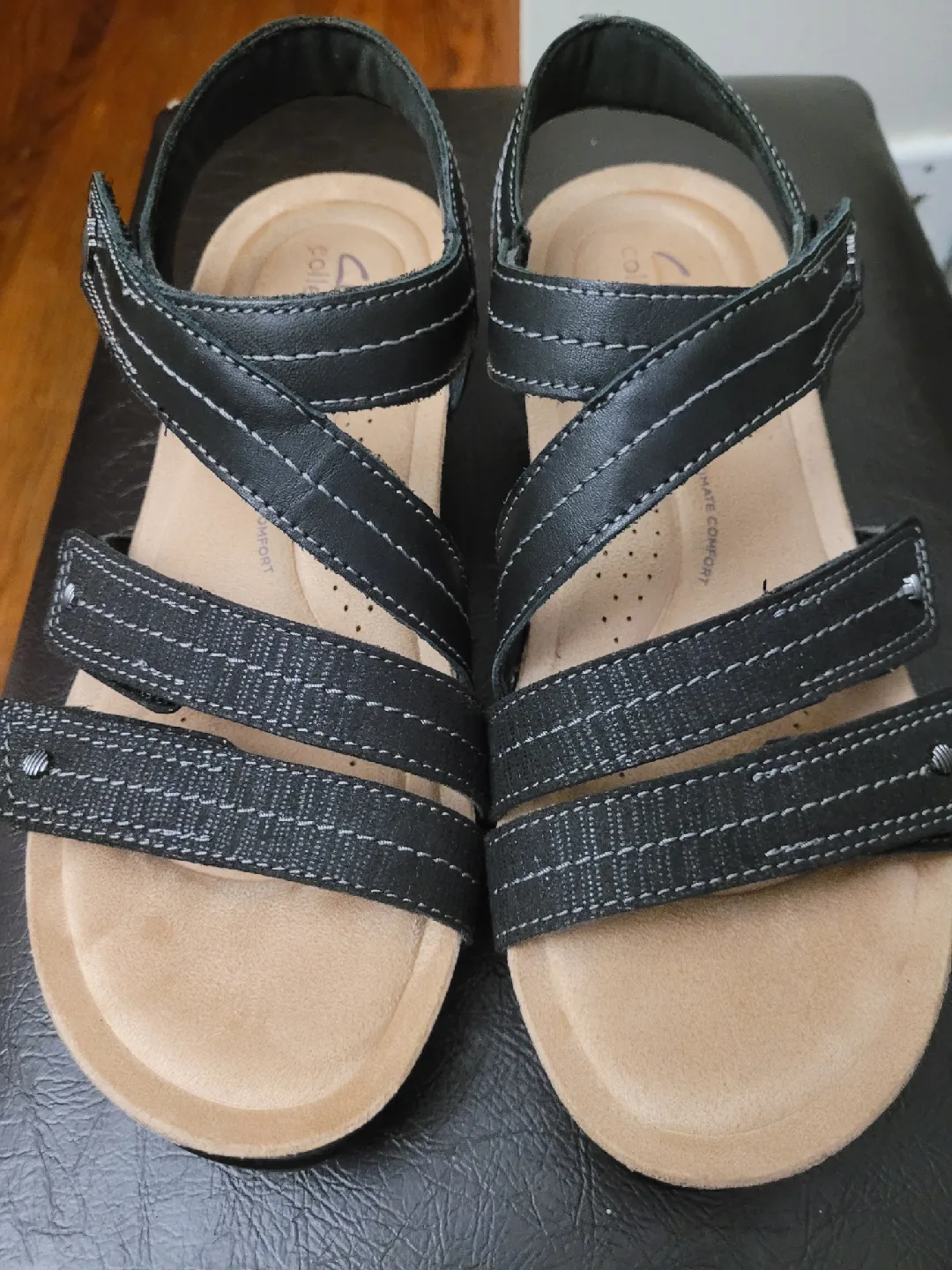 Clarks Collection Black Leather Sandals