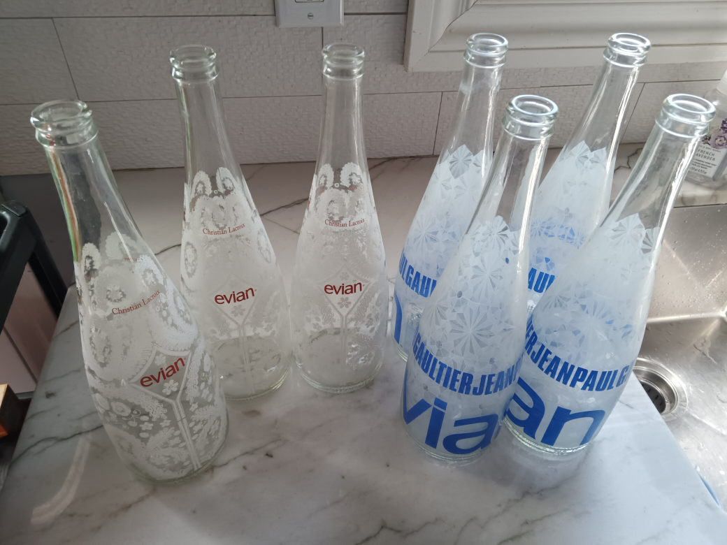 Evian & Gaultier Jean Paul Glass Bottles