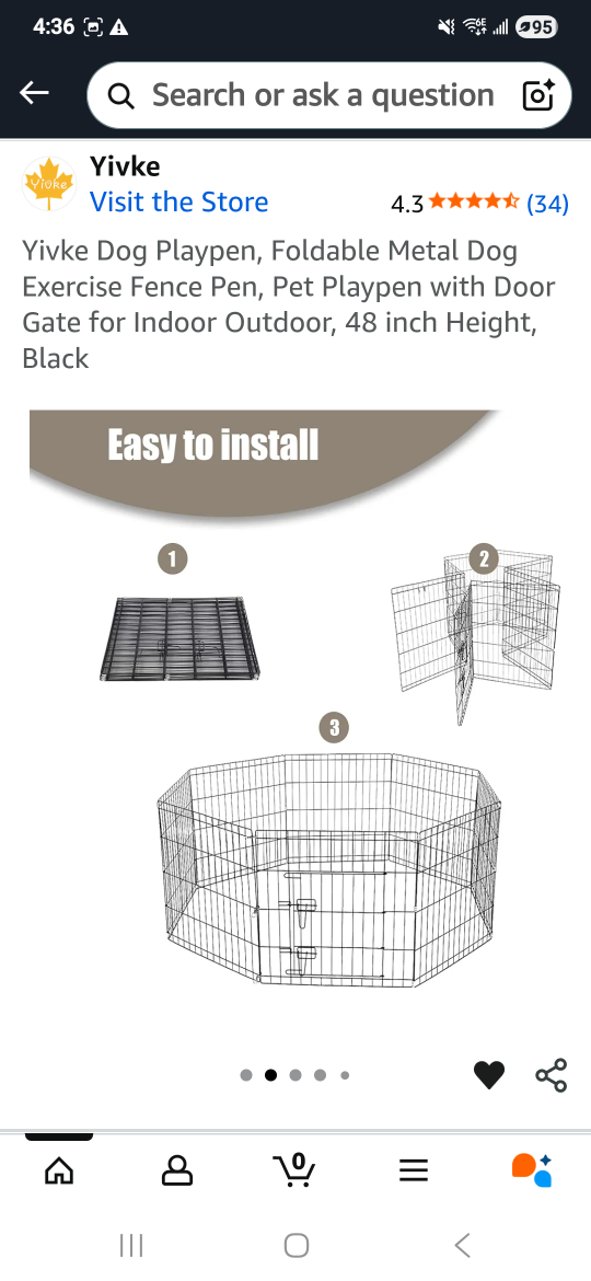 Yivke Foldable Metal Dog Exercise Fence Pen - 48 inch - photo 4
