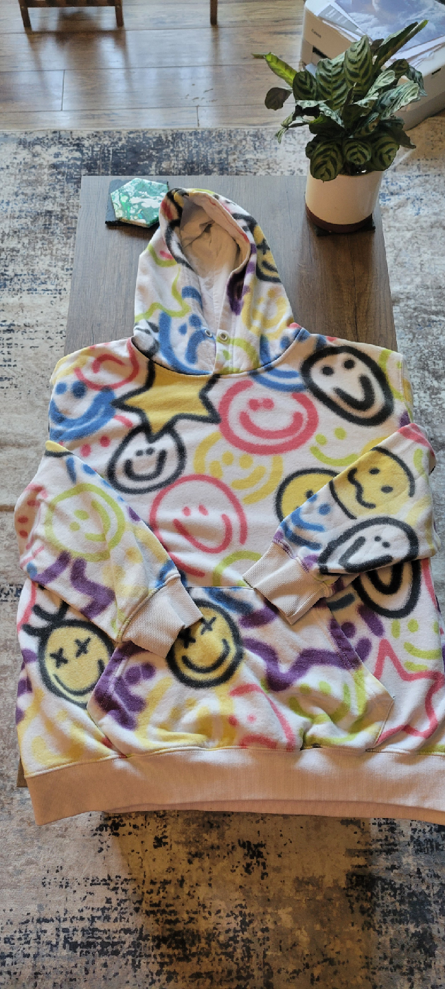 Urban Black Smiley Face Hoodie - Size L