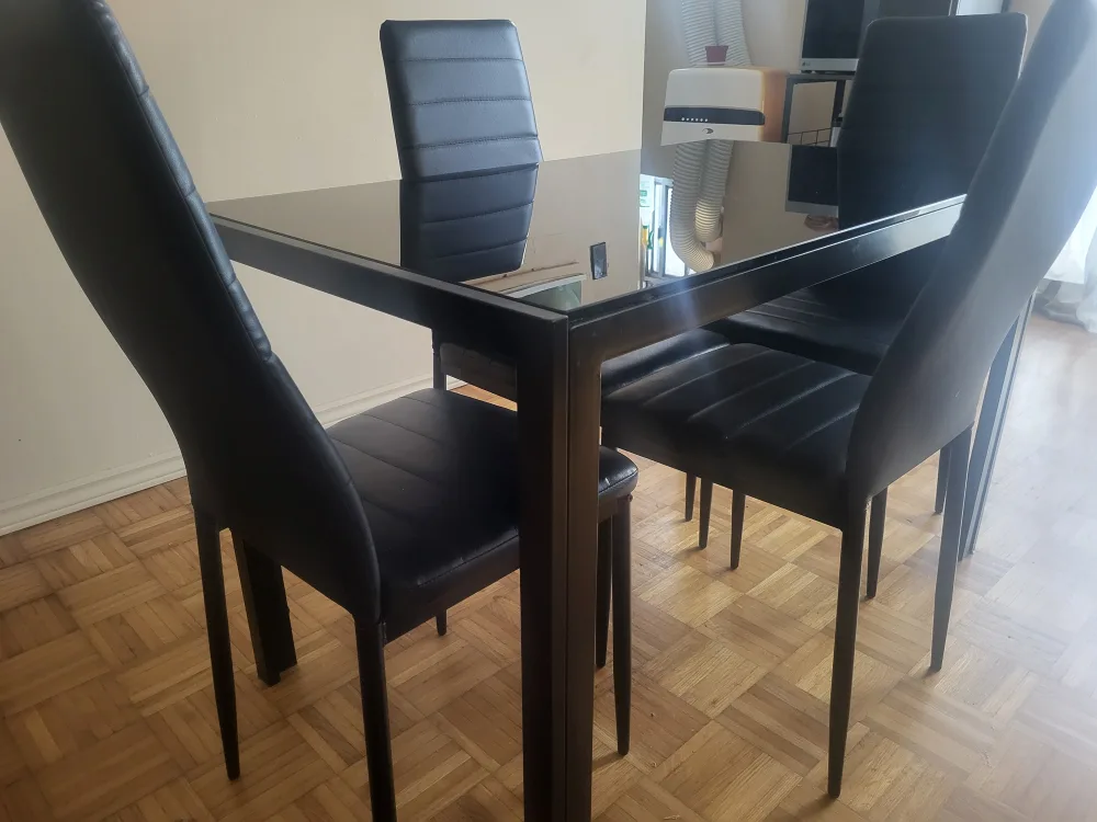 Black Dining Table with 4 Chairs