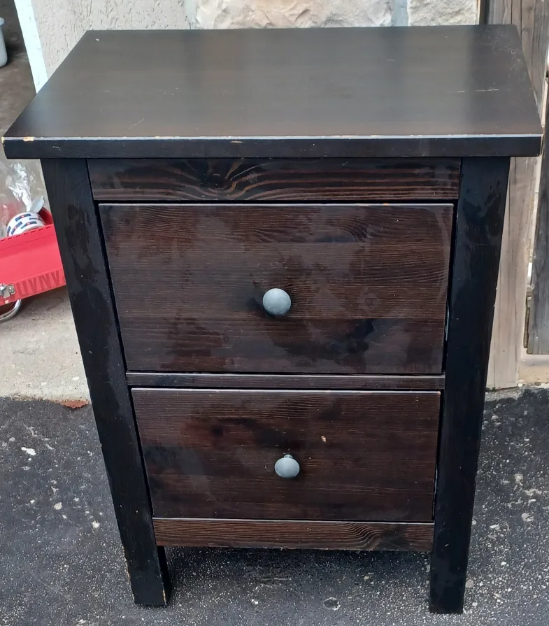 Dark Brown Wood Nightstand with 2 Drawers thumbnail