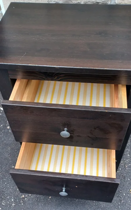 Dark Brown Wood Nightstand with 2 Drawers image indicator(4)