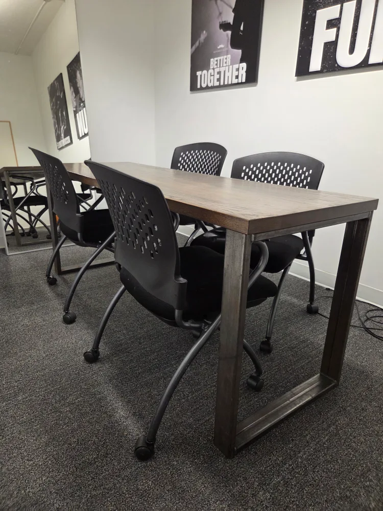 Long Wooden Table with Metal Frame thumbnail