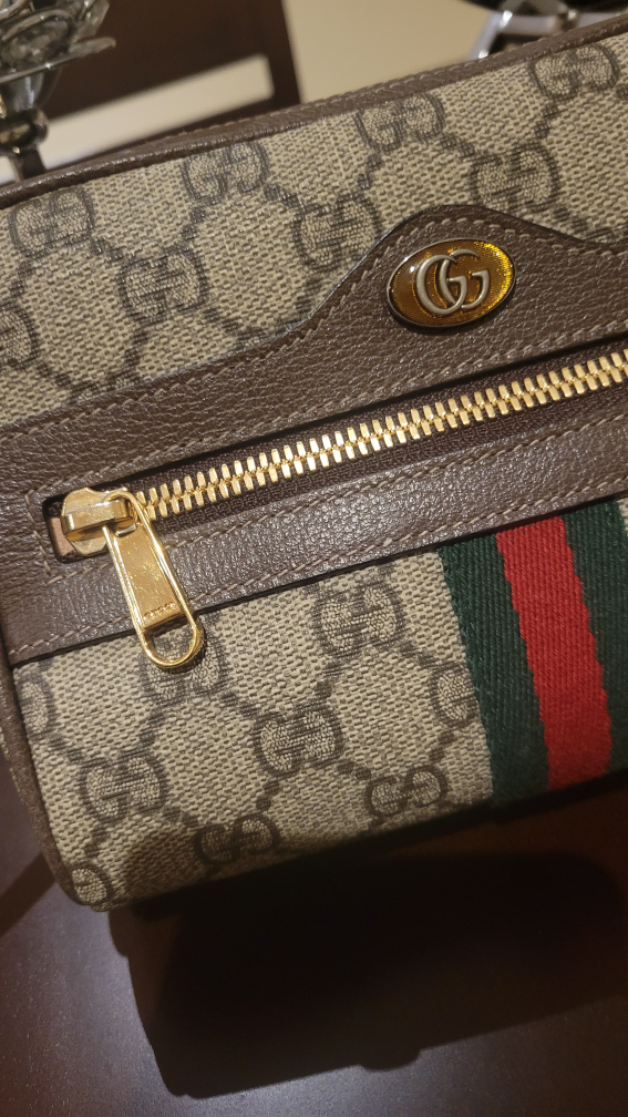 AUTH GUCCI GG LOGO OPHIDIA CANVAS LEATHER BELT BAG CHEST 85/34 - photo 3