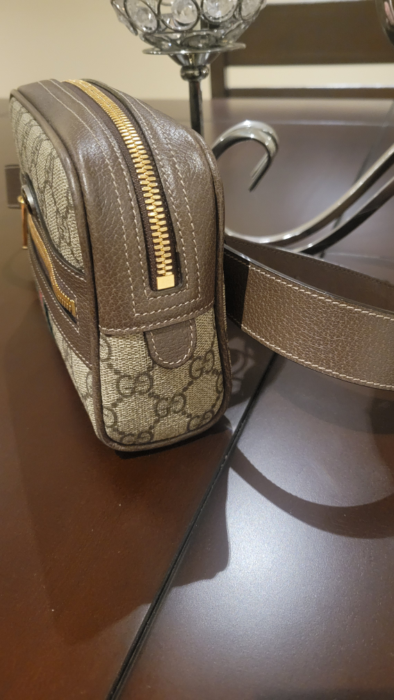 AUTH GUCCI GG LOGO OPHIDIA CANVAS LEATHER BELT BAG CHEST 85/34 - photo 4