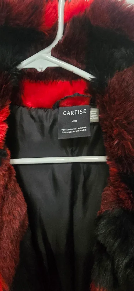 Cartise Red & Black Buffalo Plaid Faux Fur Coat - M/M image indicator(3)