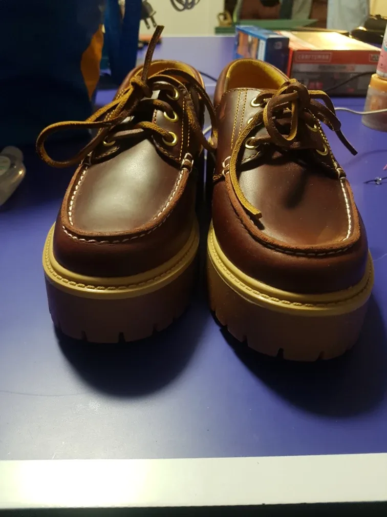 Timberland Brown Leather Platform Boat Shoes image indicator(4)