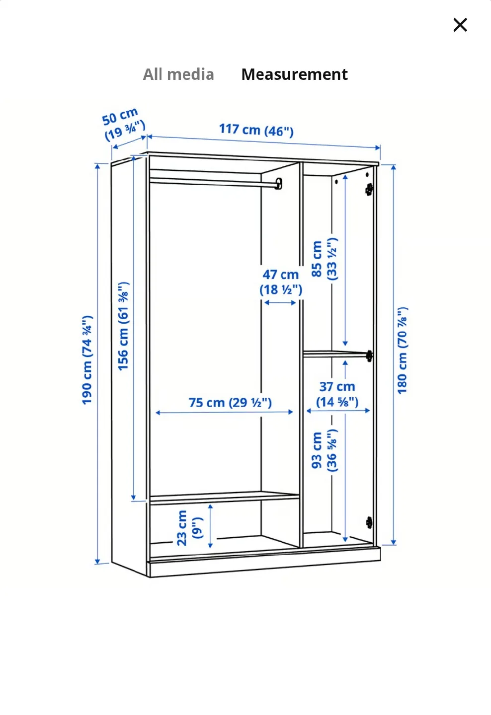 IKEA Brimnes 3 Door Wardrobe with Mirror Door image indicator(5)