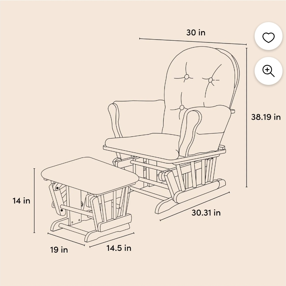 Glider Rocking Chair and Ottoman Set - photo 5