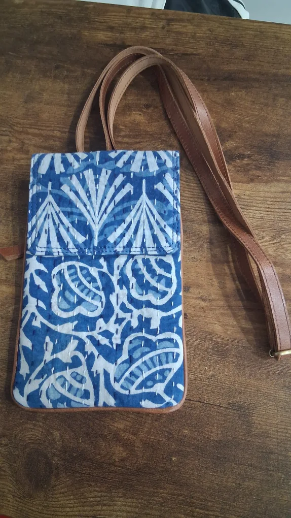 Blue & White Patterned Crossbody Bag thumbnail
