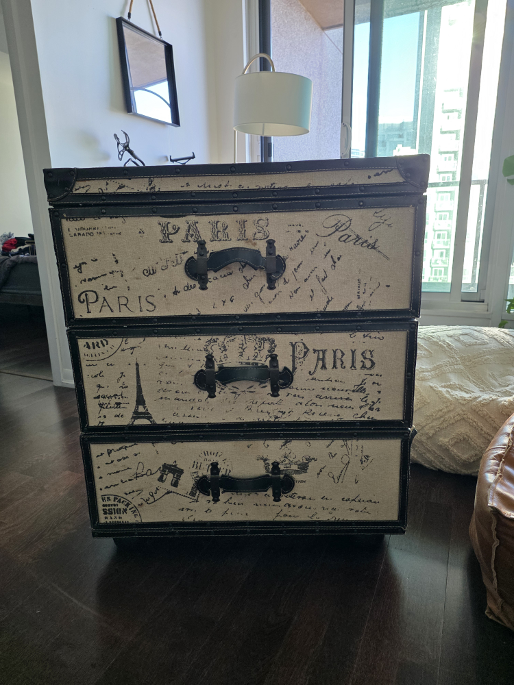 Paris Trunk Style 3-Drawer Chest