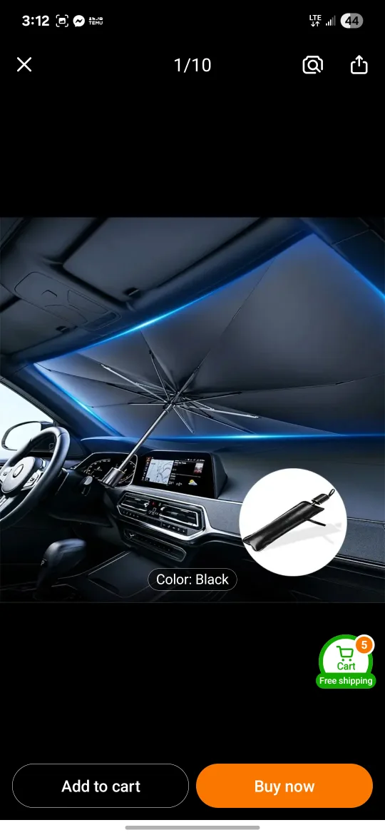 Black Car Windshield Sun Shade Umbrella thumbnail