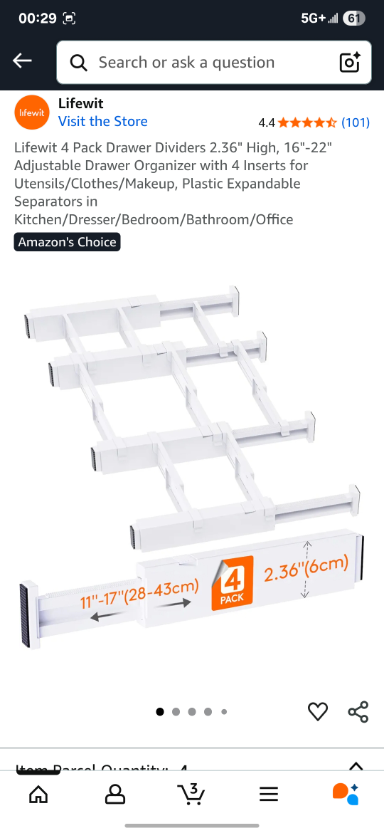 New Lifewit 4-Pack Adjustable Drawer Dividers - photo 4