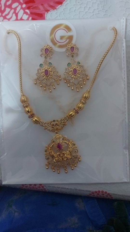 Gold Necklace and Earring Set
