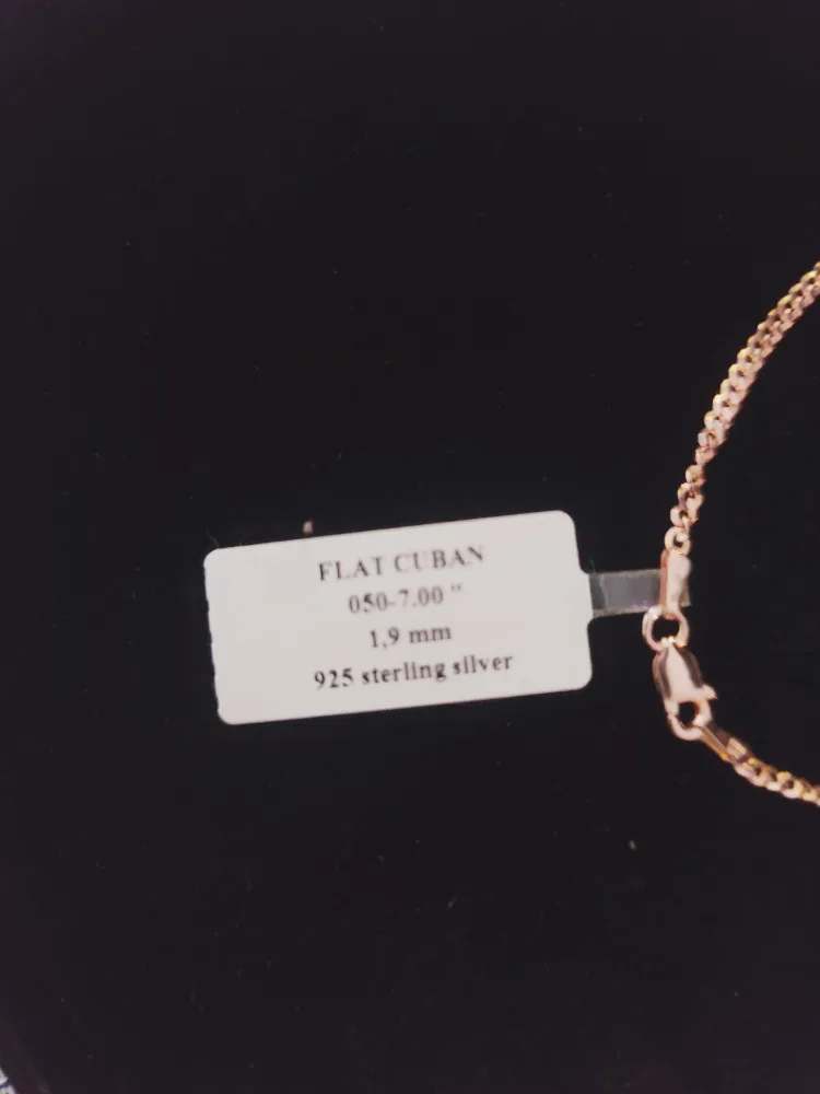 Flat Cuban Rose Gold over 925 Sterling Silver Bracelet image indicator(2)
