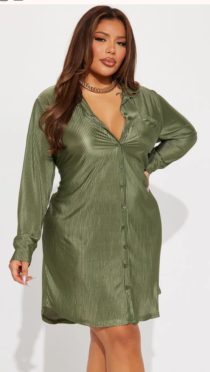 Olive Green Shirt Dress