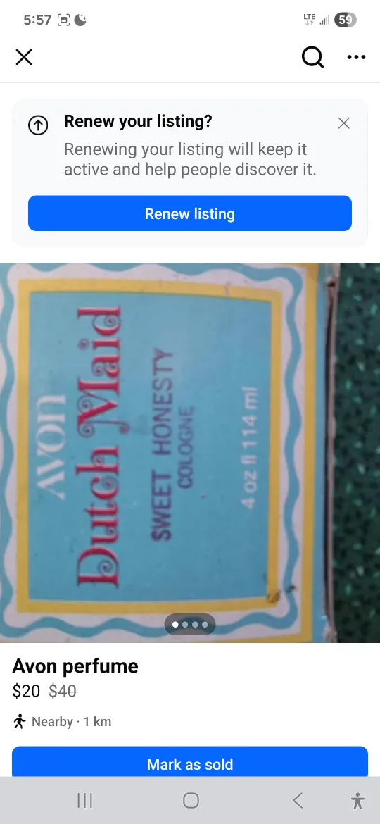 Avon Dutch Maid Sweet Honesty Cologne thumbnail
