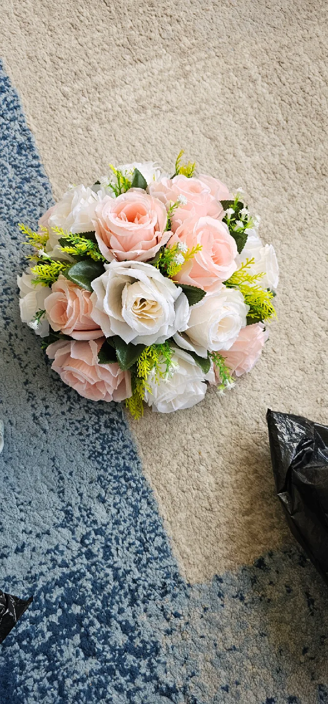 Artificial Flower Bouquet - Pink & White Roses thumbnail