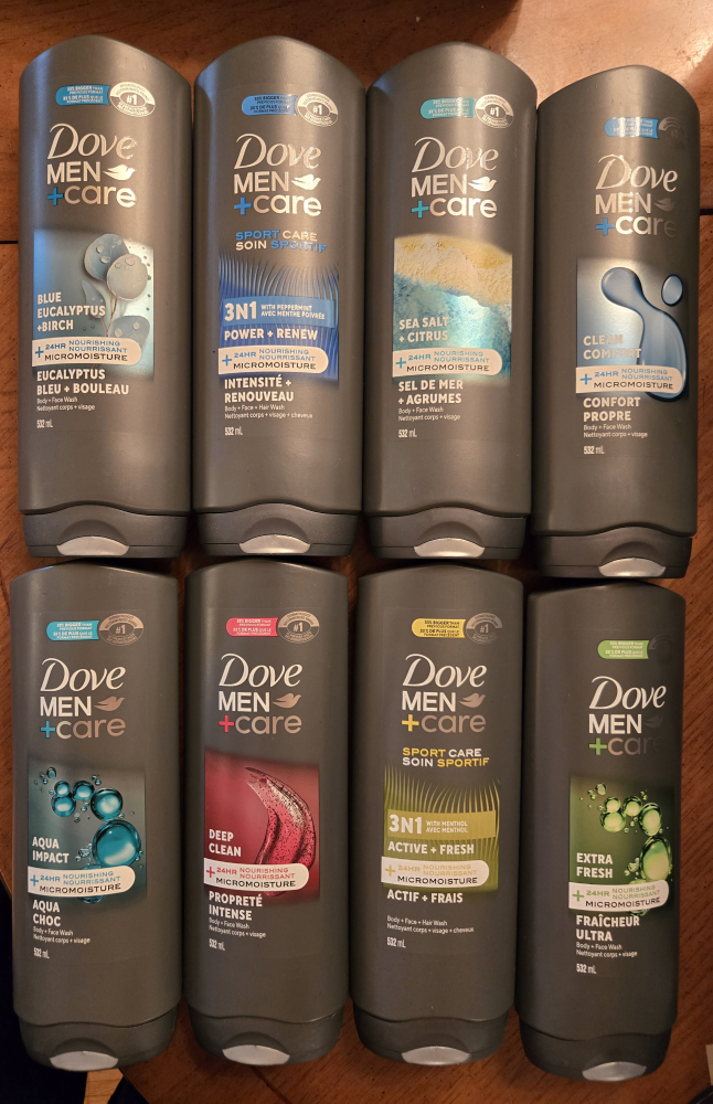 Dove Men+Care wash, $6 each bottle