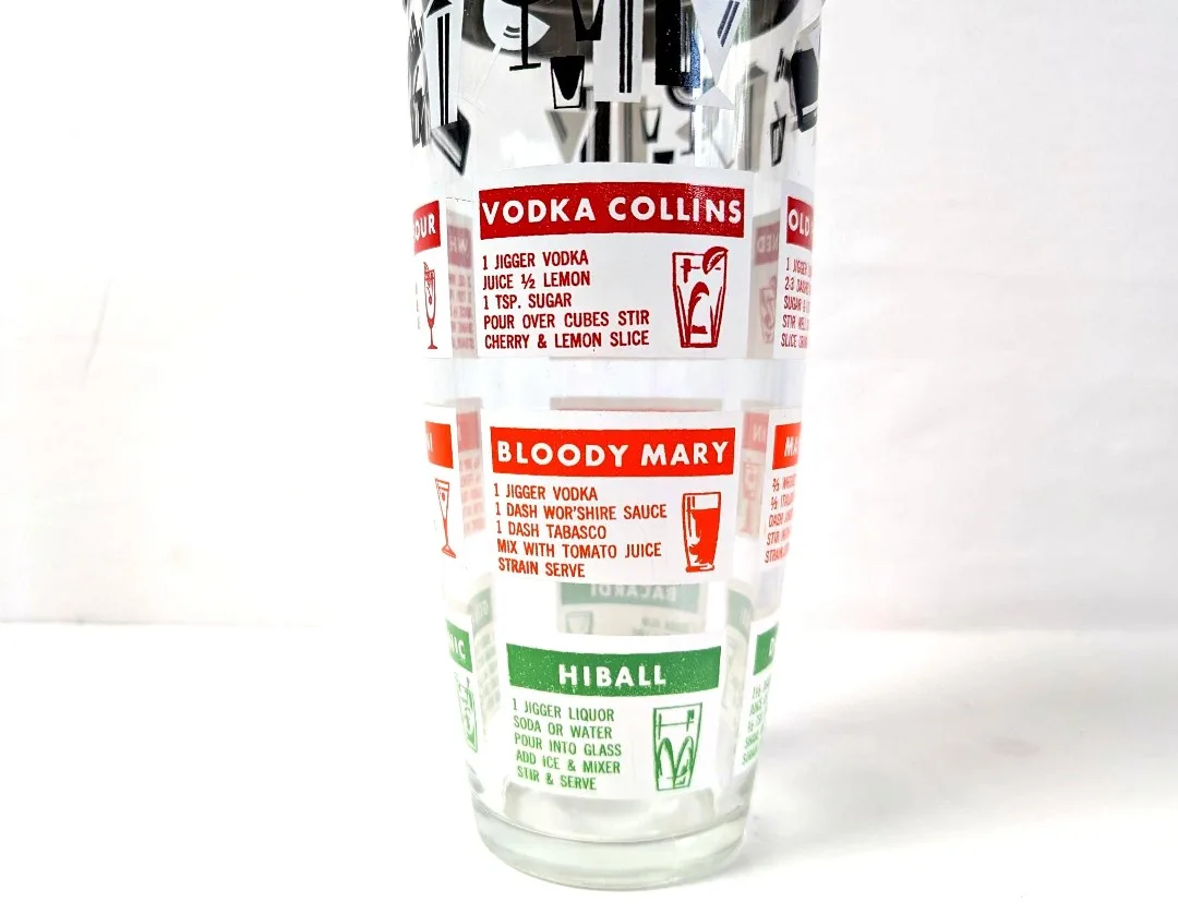 Glass Cocktail Shaker ~ Cocktail Recipes ~ Retro Barware image indicator(2)