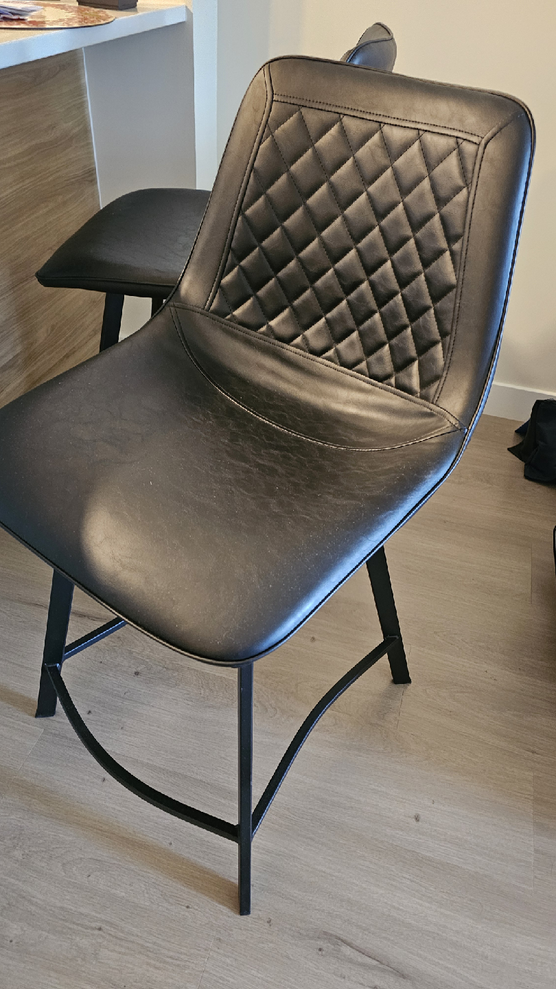 Black Faux Leather Bar Stools - set of 3 - photo 2