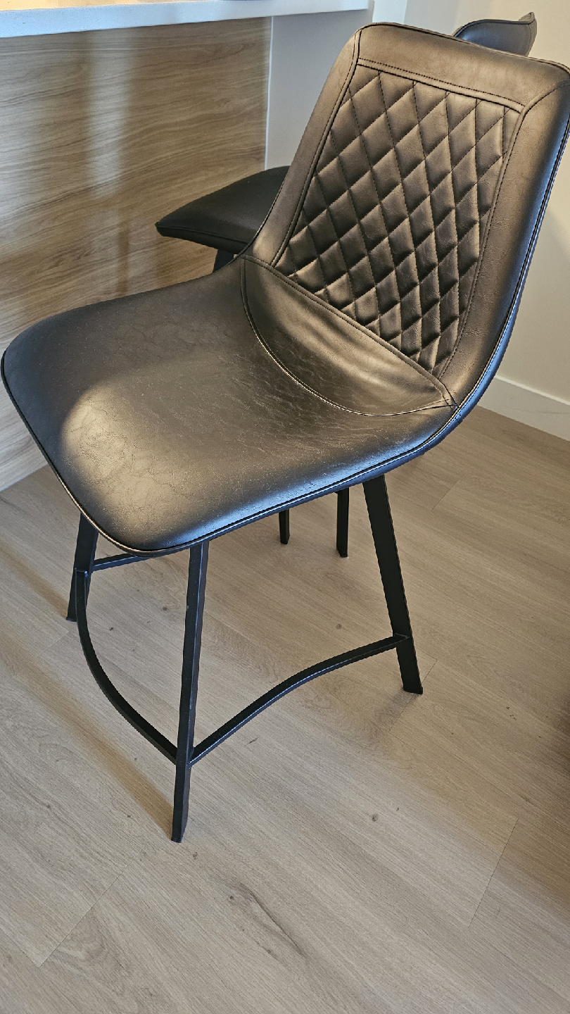 Black Faux Leather Bar Stools - set of 3 - photo 3