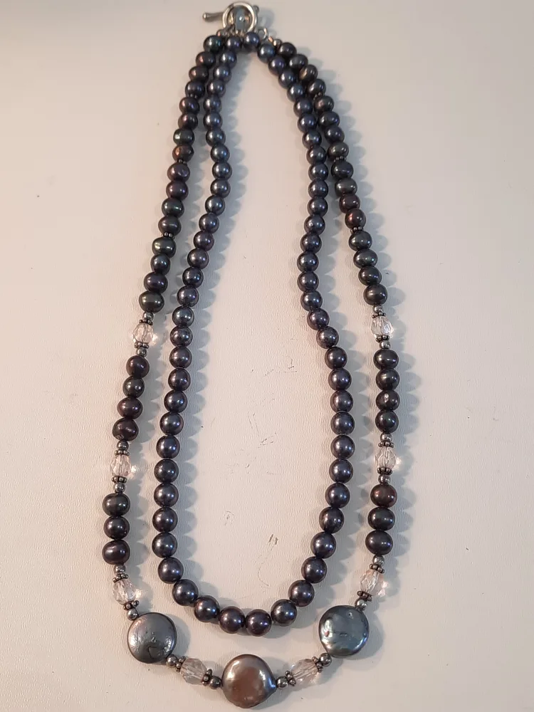 Black Pearl Necklaces one with 925 silver clasp image indicator(5)