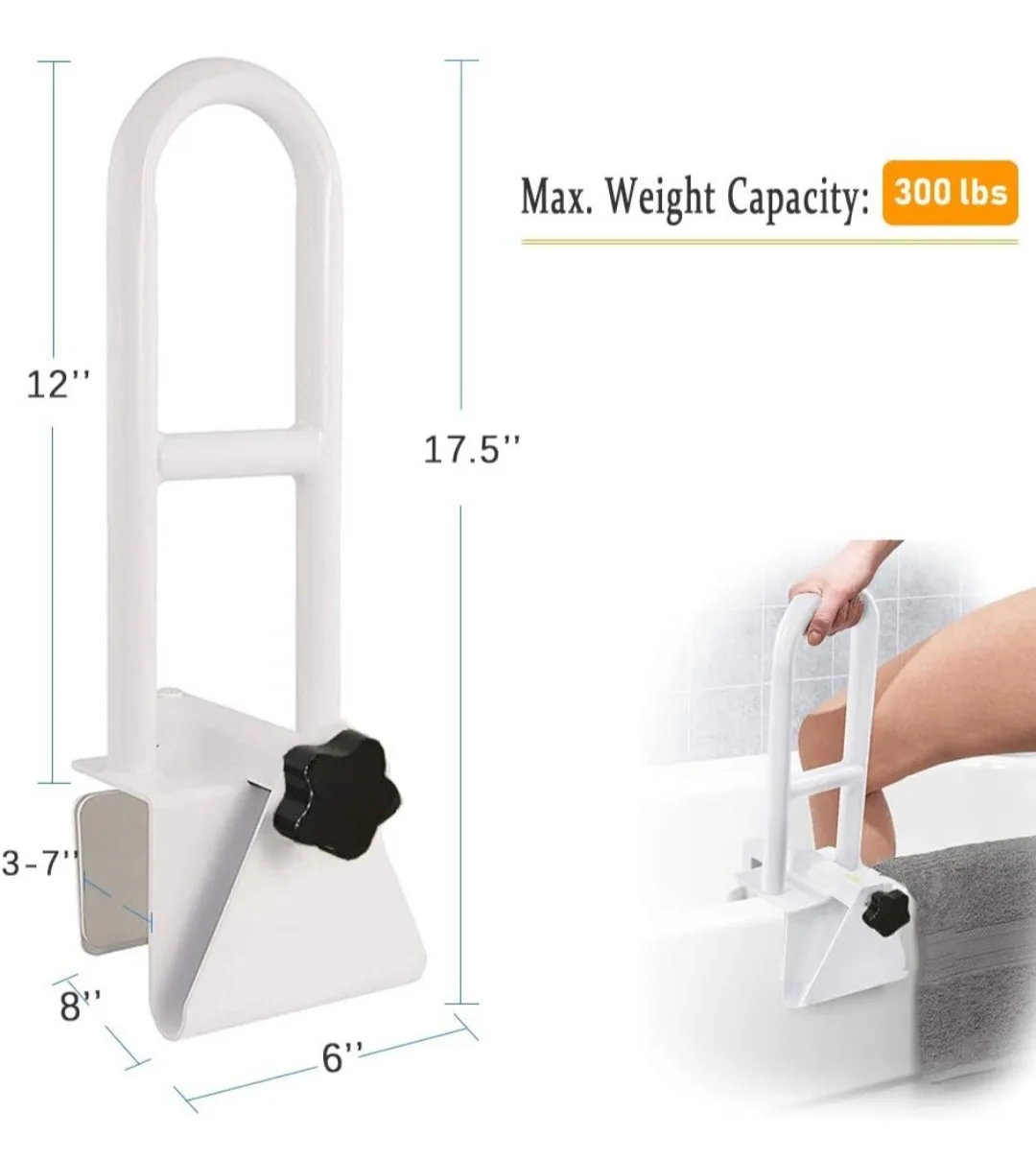BATHTUB SAFETY RAIL (Grab Bar)Adjustable Clamp image indicator(2)