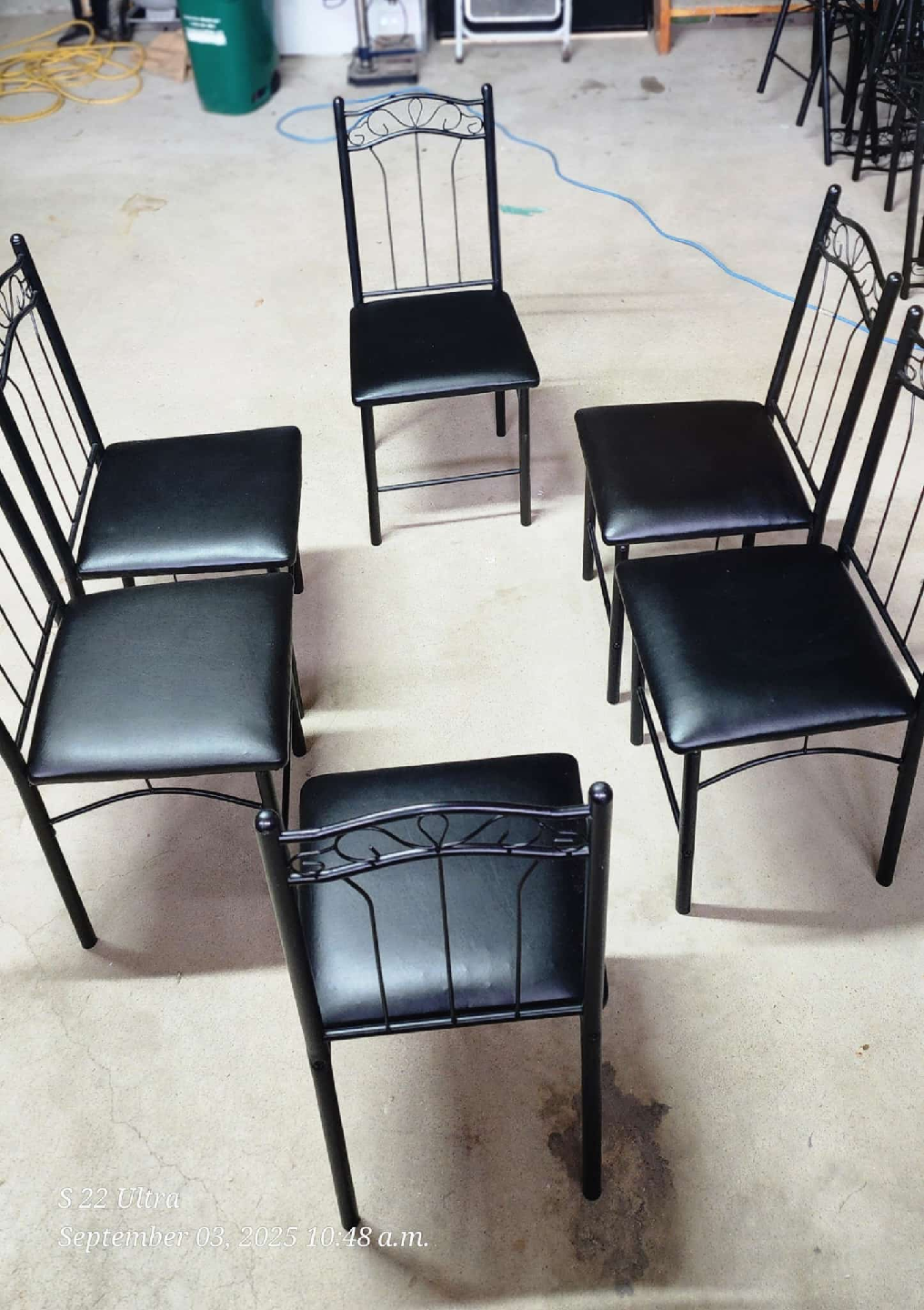 Set of 6 Black Metal Dining Chairs
