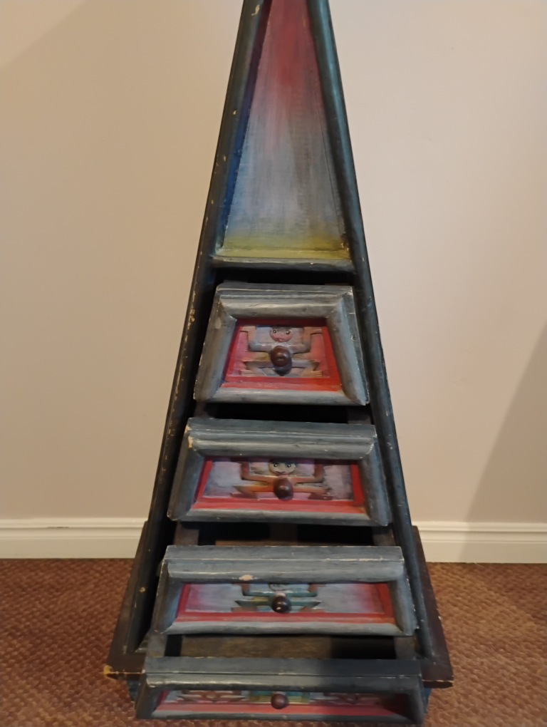 Unique Pyramid-Shaped Wooden Drawer Cabinet - photo 3