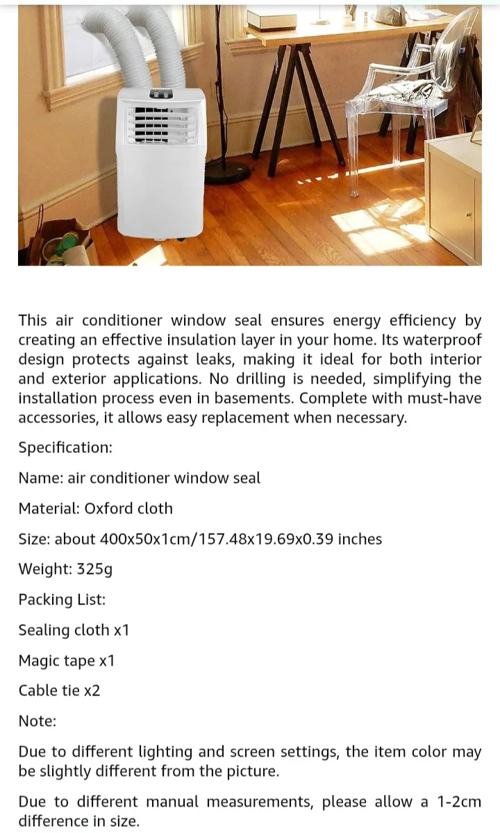 🏈 NEW!   Cloth Window Seal for Portable Air Conditioner image indicator(7)