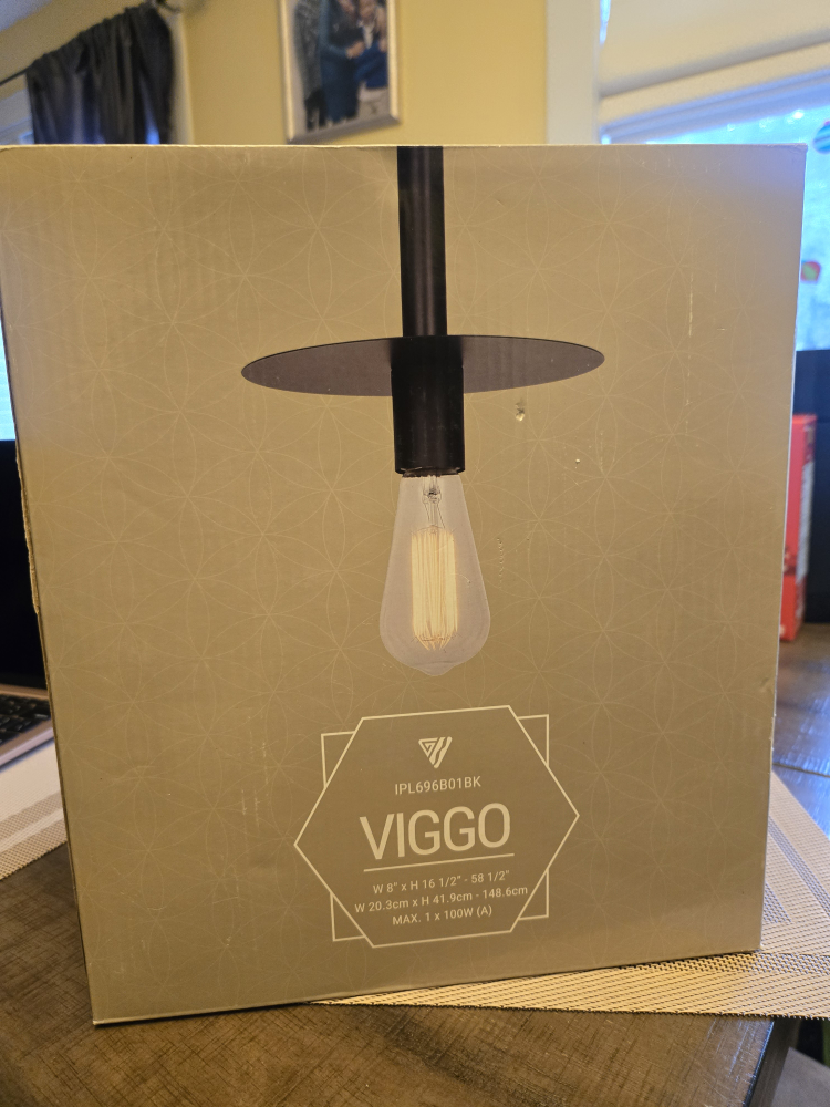 Viggo IPL696B01BK Pendant Light - Matte Black, New in Box