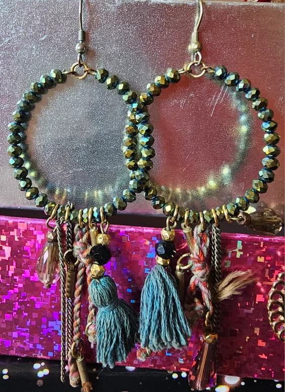 Boho Style Beaded Hoop Earrings