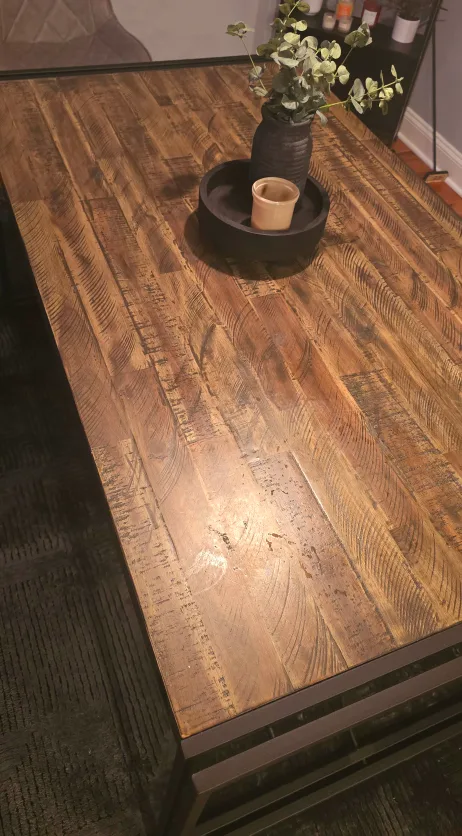 Wood and Metal Dining Table & bench image indicator(4)