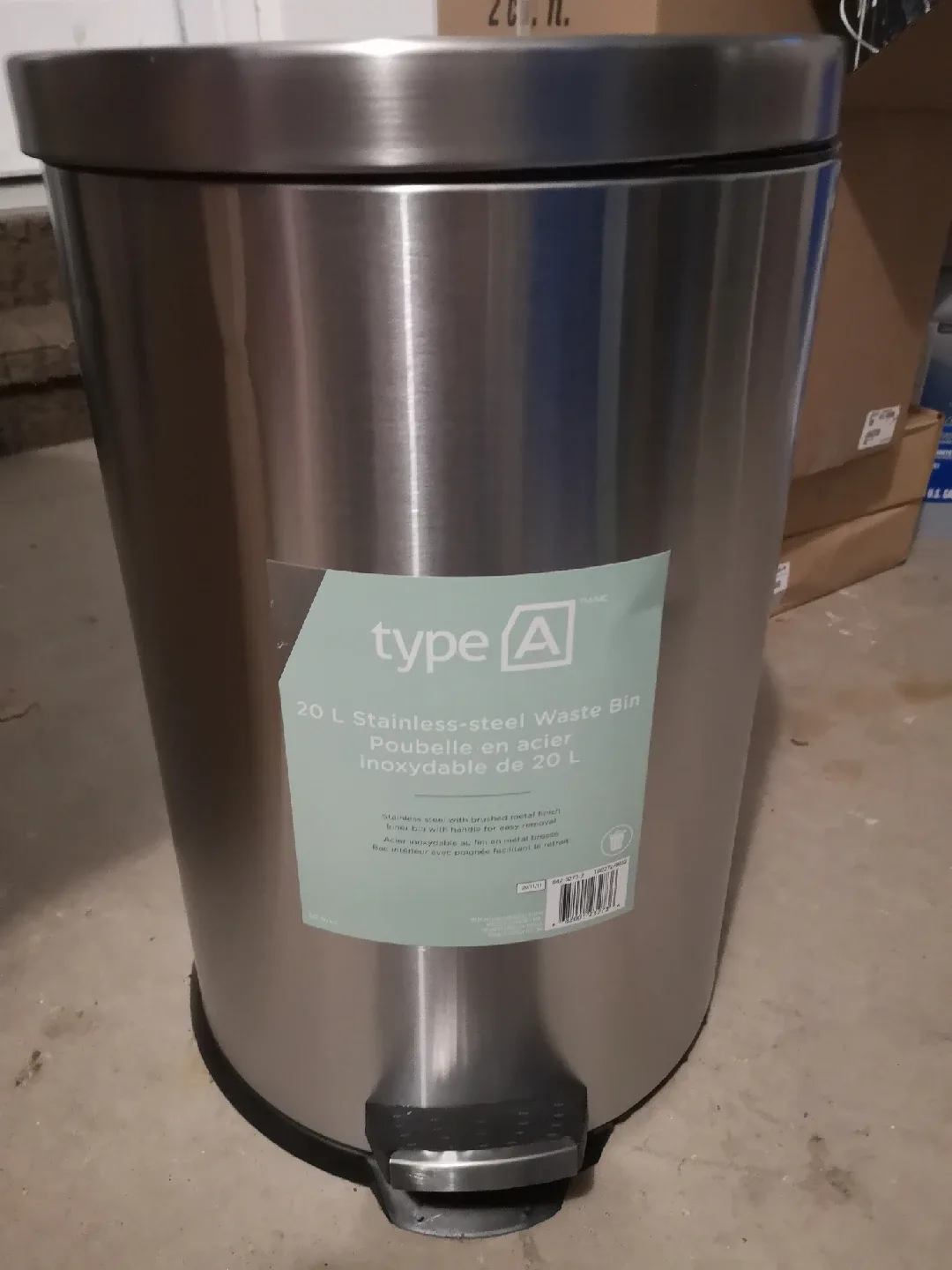 Type A 20 L Stainless Steel Waste Bin thumbnail