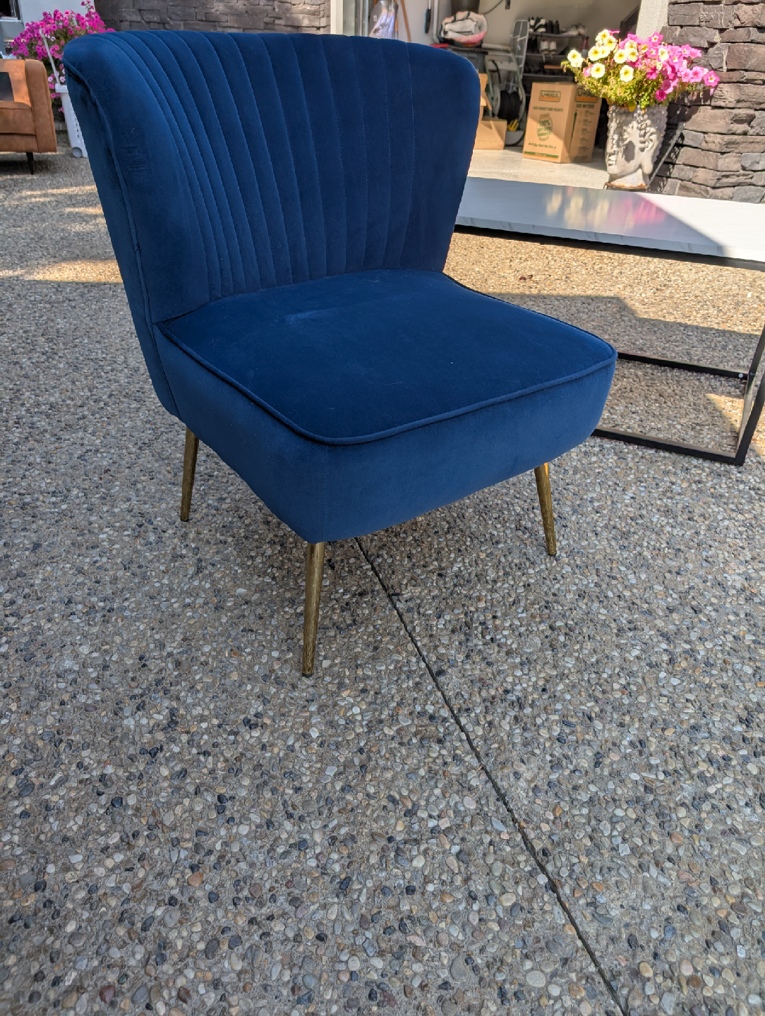 Blue Velvet Accent Chair