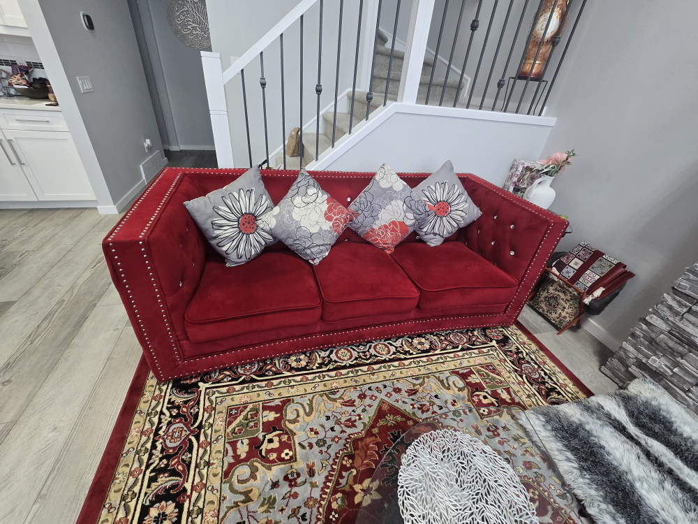 Red Velvet Sofa Set - photo 3