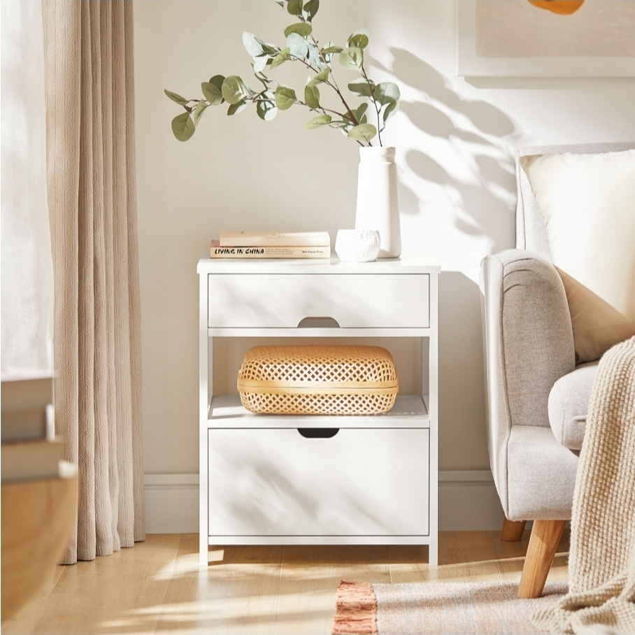 White Bedside Table with 2 Drawers - photo 4