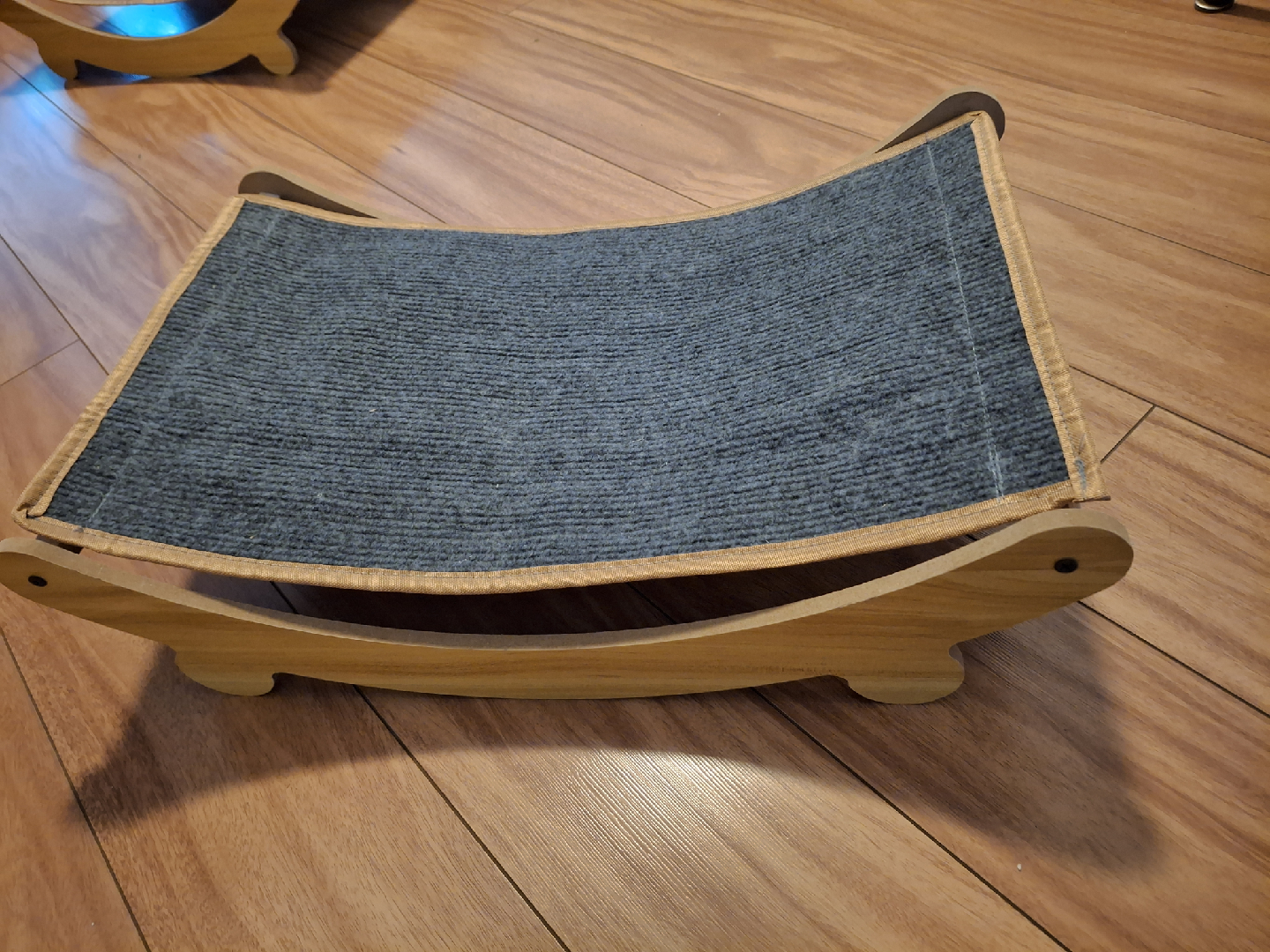 Cat Hammock Bed - Wood & Grey Fabric 🥕 - photo 5